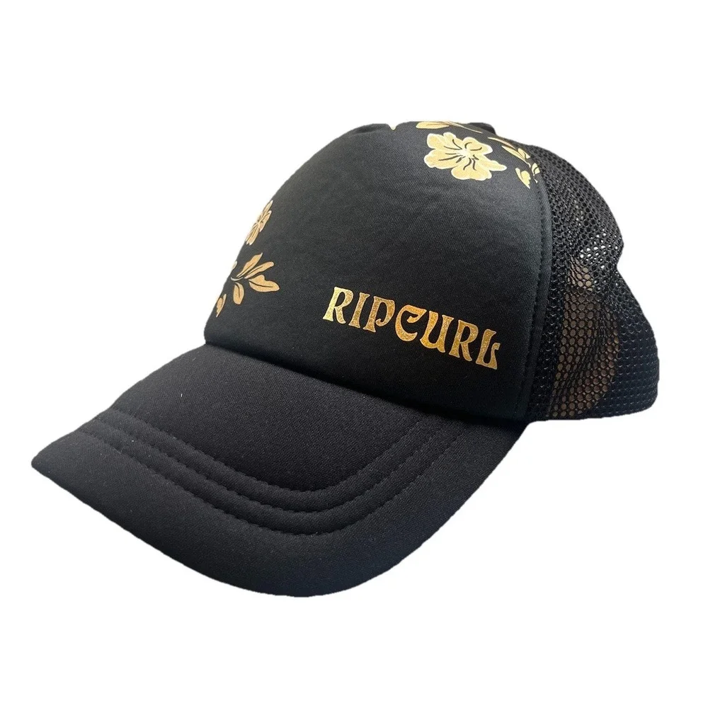 Rip‎ Curl Women's Fashion Trucker Hat Black Tan Gold Snap Back